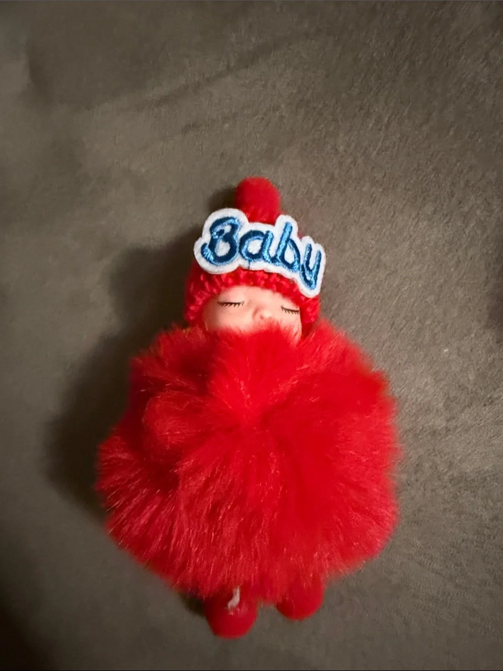 Baby Pom-Pom Plush Keychain - Red, Black, White, Blue, Purple B24